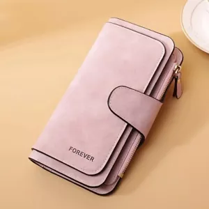 Morbida Pelle PU Trifold Donna Moda Portafogli Card Monete Organizer Fibbia Op... - Foto 1 di 9