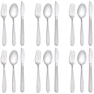 Juego de cubiertos de acero inoxidable de grado alimenticio de 18 piezas tenedores de cena cucharas cuchillos - Imagen 1 de 5