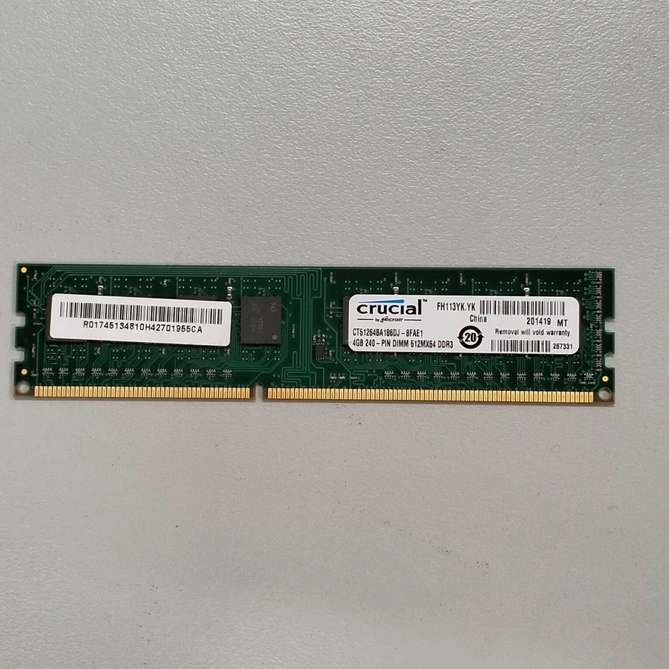 Crucial 4GB DDR3 RAM PC3-14900 1866MHz non-ECC Unbuffered CT51264BA186DJ-8FAE1 - Image 1 of 4