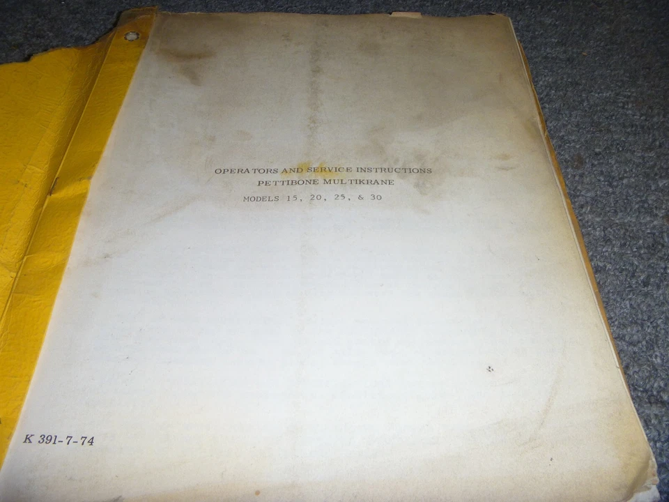 Pettibone 15 20 25 30 Multikrane Crane Operator & Service Repair Manual xz - Image 1 of 1