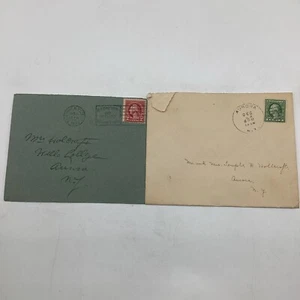 (2) US Postal Cards 1927 George Washington 1¢ & 2¢ Stamps + Original Envelopes - Picture 1 of 5