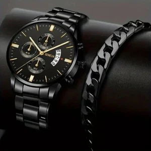 Men's Stainless Steel Luxury Quartz Watch ✅ Business Style Bracelet Wristwatch ✅ - Picture 1 of 9