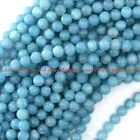 Wholesale 6/8/10/12mm Blue Aquamarine Round Gemstone Loose Beads 15'' Strand 