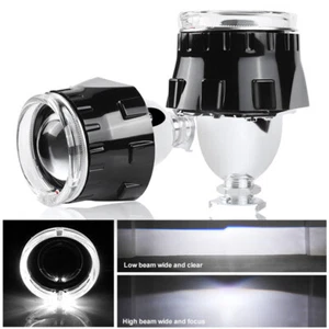 2X 2.5" HID Bi xenon Projector Lens White LED Angel Eyes Headlight Retrofit Kit - Picture 1 of 12