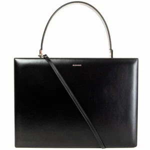 63423 auth JIL SANDER black leather CASE MEDIUM Shoulder Bag - Picture 1 of 6