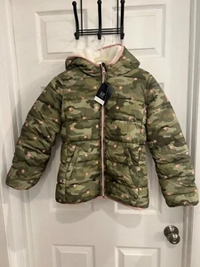 GAP  Kids Hooded Jacket Coat Primaloft Puffer Green Camo size L -NWT - Picture 1 of 7