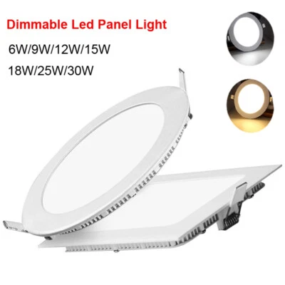 Dimmable Recessed Led Ceiling Down Light Lamp Fixture 6/12/18/30W Kitchen Indoor - Image 1 of 4