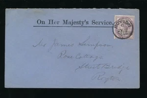 GB QV IR OFFICIAL 1896 FINE USED CDS ROYTON OHMS ENVELOPE - Picture 1 of 2