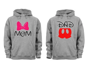 Couples Matching Hoodies Mom Dad ears Matching Couple soft Grey Unisex S-6X - Picture 1 of 1