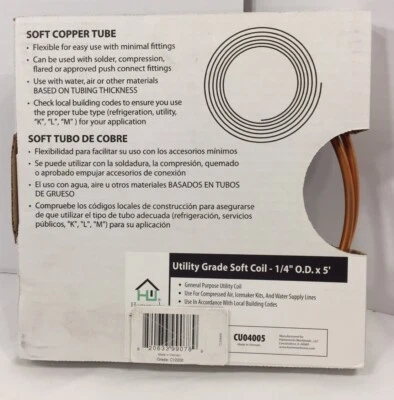 1/4-in x 5-ft Copper Utility Grade Soft Coil Tube Refrigeration Compressed Air - Image 1 of 3