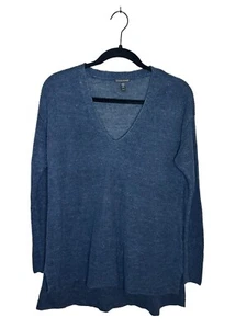 Eileen Fisher maglione donna taglia XS blu lino biologico scollo a V - Foto 1 di 8