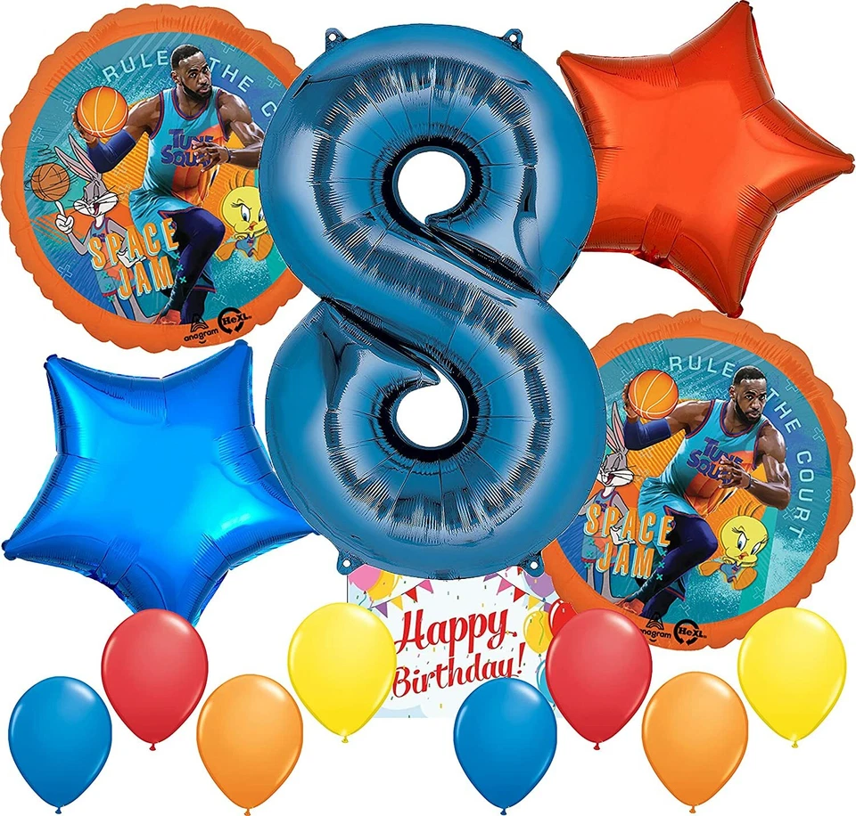 Paquete de decoración de globos suministros de fiesta Space Jam para octavo cumpleaños Foto 1 de 1