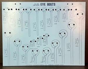National Hardware Store Display Peg Board Eye Bolts NOS Antique Advertising Sign - Picture 1 of 4
