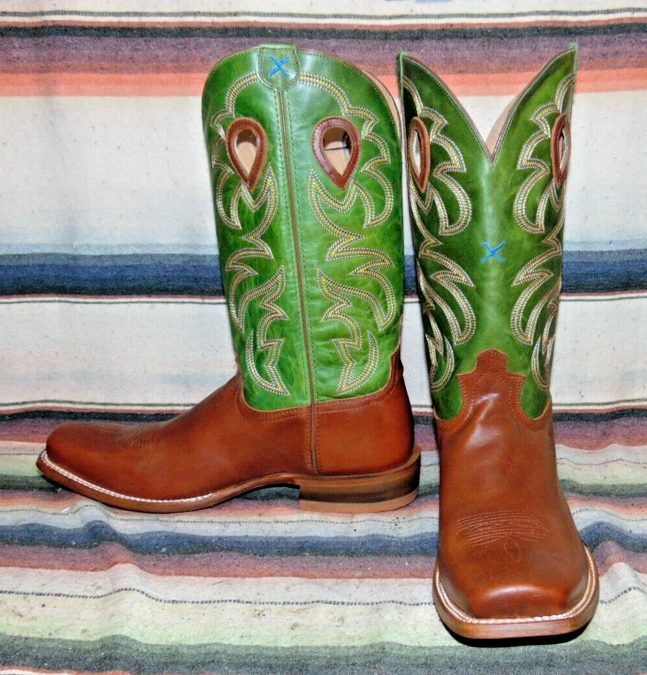 Botas de Vaquero Para Hombres Twisted X MRSL033 Cuero Marrón/Verde 14 D Nuevas en Caja Foto 1 de 4