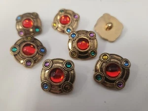 VINTAGE BUTTONS SET OF 4  GOLD WITH RINGTONES FRANCE TUZ3643 LAST! - Picture 1 of 2