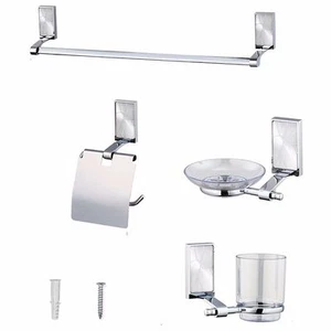 Wall Mounted Stainless Brass Finished 4 Piece Bathroom Accessory SET B-200 - Picture 1 of 2
