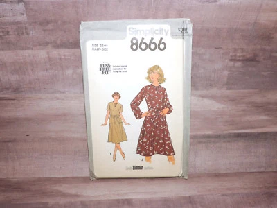 VTG Simplicity Sewing Pattern #8666, 1- or 2-Piece Dress w/ Belt size 22 ½ Uncut - Image 1 of 3