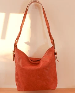Anthropologie Bag Hobo Leather Crossbody Shoulder Sling Brown Woven Casual - Picture 1 of 19