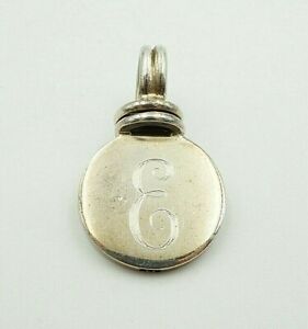 Vintage Sterling Silver 925 Letter Initial E Circle Pendant
