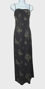Maxi Vestido De Colección Años 80 PerSeption Talla L Negro Floral Tirantes Boho Elegante Ropa de Resort - Imagen 1 de 7