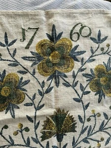 John L. Gieroch Tea Towel - Vintage Early American Flower Basket Linen Towel - Picture 1 of 8