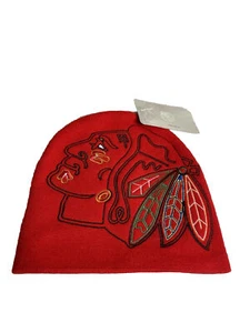 Chicago Blackhawks Reebok Beanie großes Logo NHL rot nie getragen mit Etikett Face Off - Bild 1 von 8