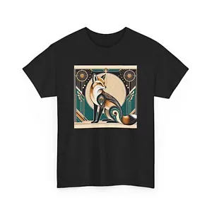 Unisex Adult T Shirt Art Deco Stylized Fox Elegantly Geometric Graphic Tee - Foto 1 di 25