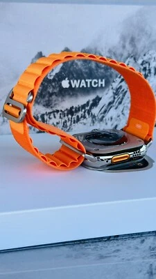 Diamond Polished 49MM Apple Watch ULTRA 3 Titanium Orange Band Custom Authentic - Image 1 of 4
