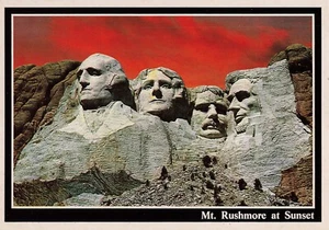 Mount Rushmore at Sunset National Park South Dakota SD cartolina d'epoca anni 80 - Foto 1 di 2