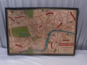 Framed Vintage "Visitor's London" Map - London - 33x27 inches - Antique Style - Picture 1 of 7
