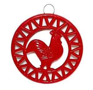 Rotes Huhn bemalt Metall Untersetzer Deko Aufhänger Landhaus Landhaus Küche - Bild 1 von 14