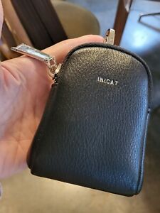 New Black Faux Leather INICAT 4 1/2" X 3" Zippered Sling Bag Clip-on Coin Pouch