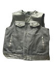 First MFG Co black leather/canvas motorcycle vest 