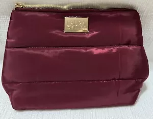Laura Geller-Maroon Satin Look 8” X 12” Makeup/Cosmetic Bag - Picture 1 of 8