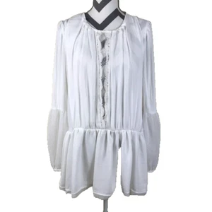 Free people The Soul Serene White Ivory peasant Tunic Long Sleeve Size M NWOT - Picture 1 of 8