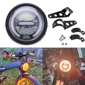 6.8 Inch Round Motorcycle LED Headlight with Brackets For Honda Kawasaki Yamaha - Picture 1 of 11