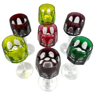 Nachtmann Antika Rainbow Hock Goblets Wine Glass German Crystal Stemware 8” VTG - Image 1 of 4