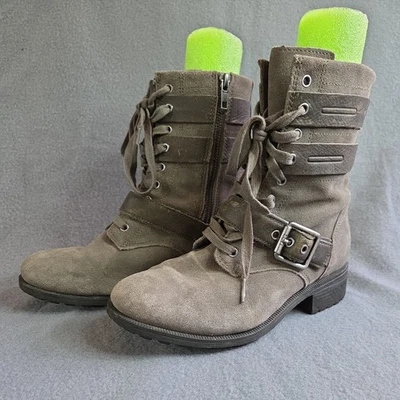 BOTAS UGG ZIA PIZARRA IMPERMEABLES GAMUZA INVIERNO MOTO COMBATE HEBILLA TALLA US 7 Mujer Foto 1 de 4