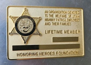 UTAH HIGHWAY PATROL EHREN VON HELDEN STIFTUNG MESSINGPLATTE FÜR LEBENSLANGES MITGLIED.  - Bild 1 von 16