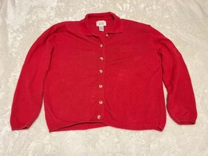 Christopher & Banks maglione cardigan rosso con bottoni donna manica lunga taglia XL - Foto 1 di 6