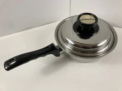 厨房工艺不锈钢 1 夸脱酱锅 - 盖 - 美式 - 清洁 — 第 1/4 张图片