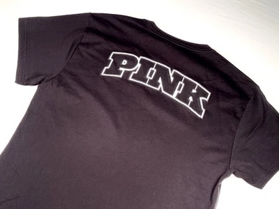 Camiseta Victoria's Secret Rosa Campus Manga Corta Negro Logo PEQUEÑA Foto 1 de 3