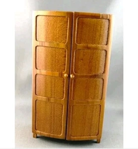 Miniature Dollhouse Wardrob Teak Bow Front Fully Opening 1:12th Scale - Picture 1 of 4