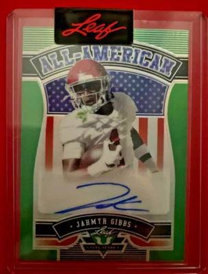 2022 Leaf Valiant - All-American Jahmyr Gibbs #AA-JG1 Green /40 (AU, RC) - Image 1 of 2