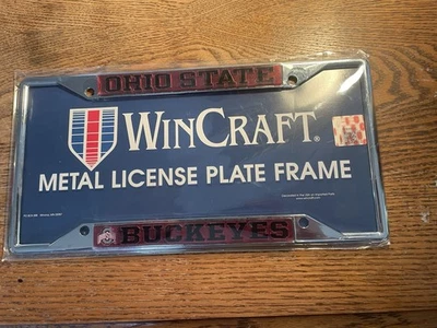 WinCraft красный/хром штата Огайо Buckeyes металлический номерной знак рама новый - Изображение 1 из 2