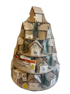 Hobby Lobby Light Up 5 Tier Wooden Village Rotating Advent Calendar NEW Viral - Picture 1 of 6