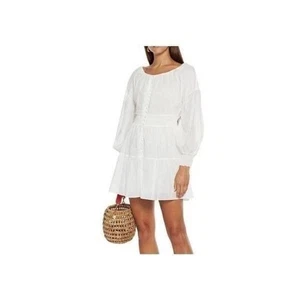 NEW Alice Olivia Kiara Antique White Off Shoulder Long Sleeves Mini Dress Sz 4 - Picture 1 of 11