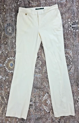 Pantalones de vestir Lauren Ralph Lauren mezcla de lana 4 forrados pantalones clásicos trabajo marfil Foto 1 de 4
