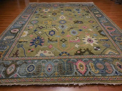 Turkish Oushak Rug, Modern Multicolored Area Rug,Handmade Bohemian Rug,9x12 Ft - Image 1 of 4