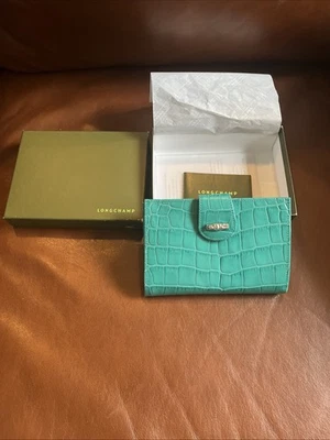 Cartera Longchamp de cuero en relieve de cocodrilo en turquesa Foto 1 de 4